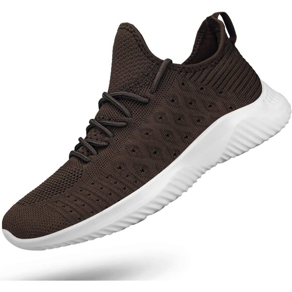 Shoes - Women's Brown Slip-On Walking Shoes Lightweight Breathable Non-Slip Sneaker